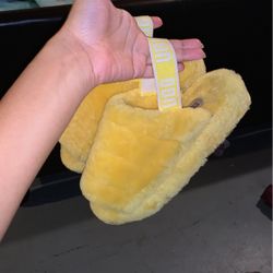 Yellow Fur Uggs Slides