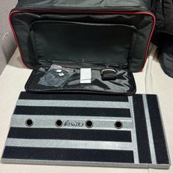 Used Guitar Pedalboard With Case, Velcro Tape, And Hook/loop Fasteners