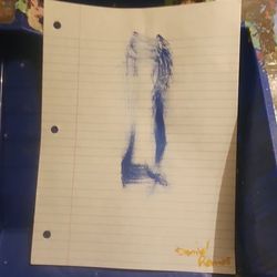 Abstract Blue Brush Stroke Art on Lined Paper