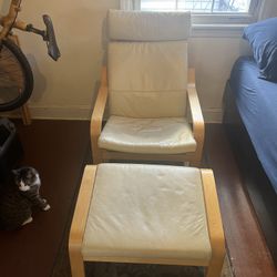 IKEA Poang Chair With Ottoman