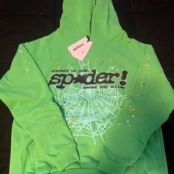 Green Spider Hoodie Size Large