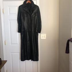 Ruffo Long Leather Coat Black For Woman