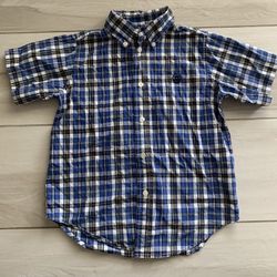 Chaps boy short sleeve checkered Button Down shirt sz. 5.