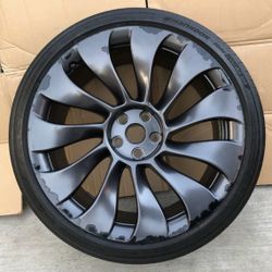 Selling just ONE spare OEM Tesla REAR Uberturbine Model Y Performance Wheel Rim and tire, exactly as pictured. Used condition, sold AS-IS