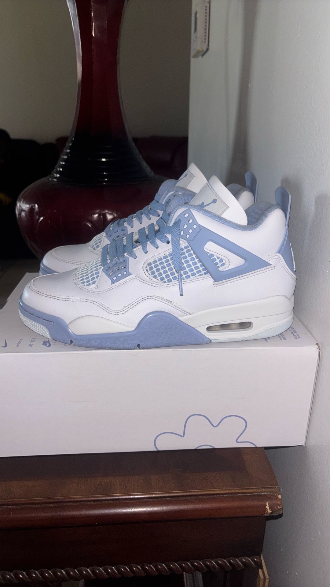 ⛹🏽‍♂️🥣 Nike Air Jordan 4 Retro Aluminum Forget Me Not 🌐⛹🏼‍♂️