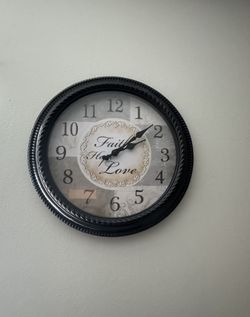 Round Black Clock 12”x12”