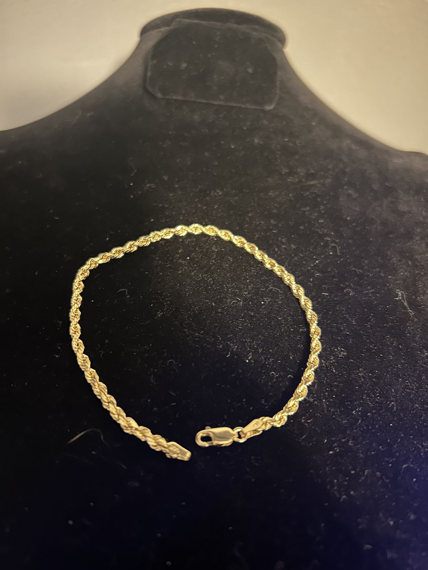 14k Gold Rope Chain Bracelet 8.5 Inches 