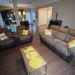 Ashleys Furniture Reclining/charging Station Sofa Set
