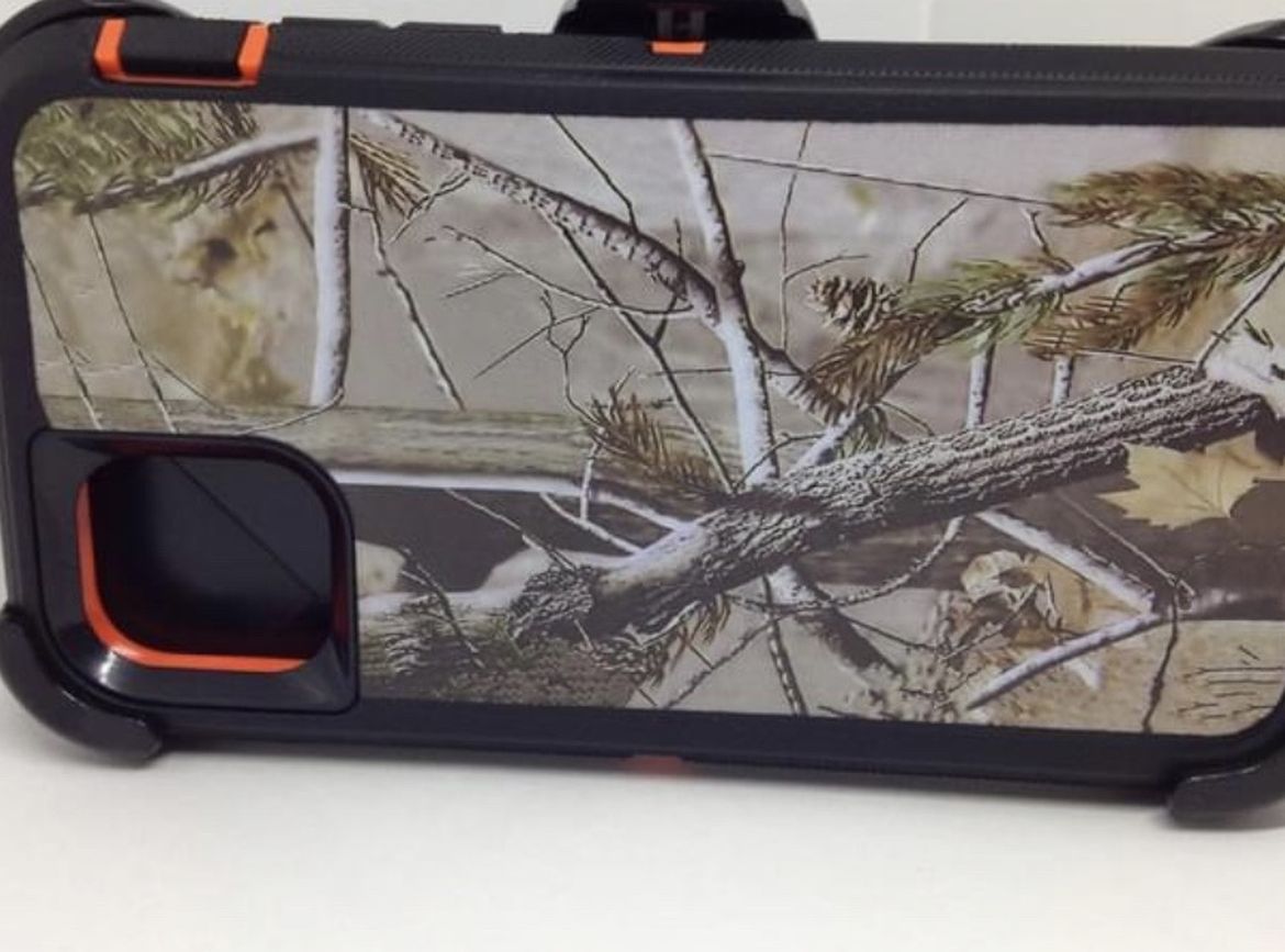 For iPhone 11 Orange Tree Camouflage Belt Clíp Case Cover Defender