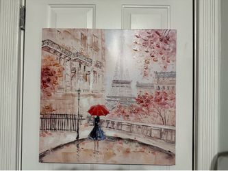 Painting Girl with Red Umbrella