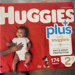 Huggies  #2 (174 Diapers) - Brand New Sealed Box + Free Open Half Box