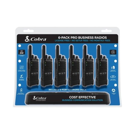 COBRA PX655 Pro Business 2W FRS Two-Way Radios (6-Pack) & Charging Dock
