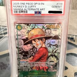 One Piece Monkey D Luffy Manga (EN) OP13 PSA 10