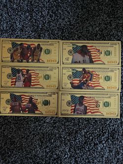 $10 Each-NBA NOVELTY 24kt Gold Foil Plated Collector Bills