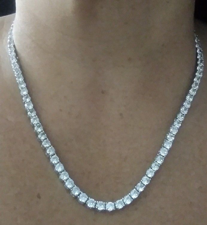 Cubic zirconia tennis necklace