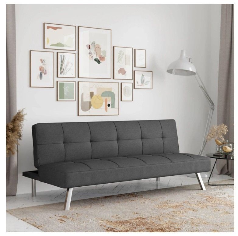 Charcoal Gray Futon Sofa NEW IN BOX