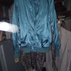 1/2 Off Today Only!!!Armani Exchange Satin Jacket With Zippered And Snaps In Front Two Pockets To