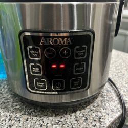 Aroma Digital Rice Cooker and Food Steamer, Silver, 8 Cup