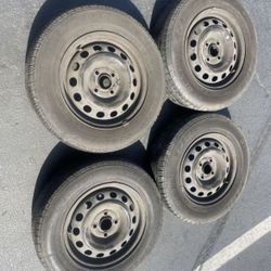 4 - 185/70r14 4x100 4x3.94 Stock Steely Civic Rims Wheels And Tires !!