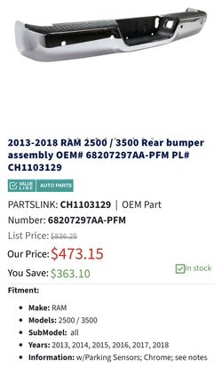 Dodge Ram Rear bumper