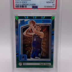 Zach Edey Donruss Holo Green Laser PSA 10 -$35