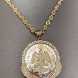 14k Medalla de Centenario Con Cadena 
