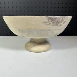World Market Whitewashed Wood Pedestal Bowl Footed Centerpiece Fruit Bowl