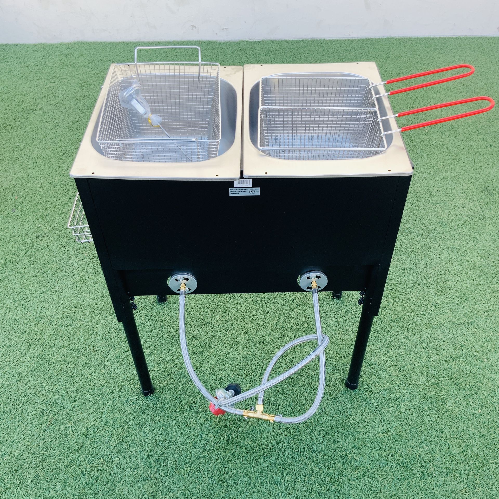 Deep Fryer 3 Basket Stainless Steel Propane Cooker Fry Fish Taco Cart Includes Hose & Regulator NEW High Pressure Freidora Con 3 Canastas