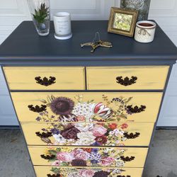 Nice Dresser Floral Yellow And Grey 
