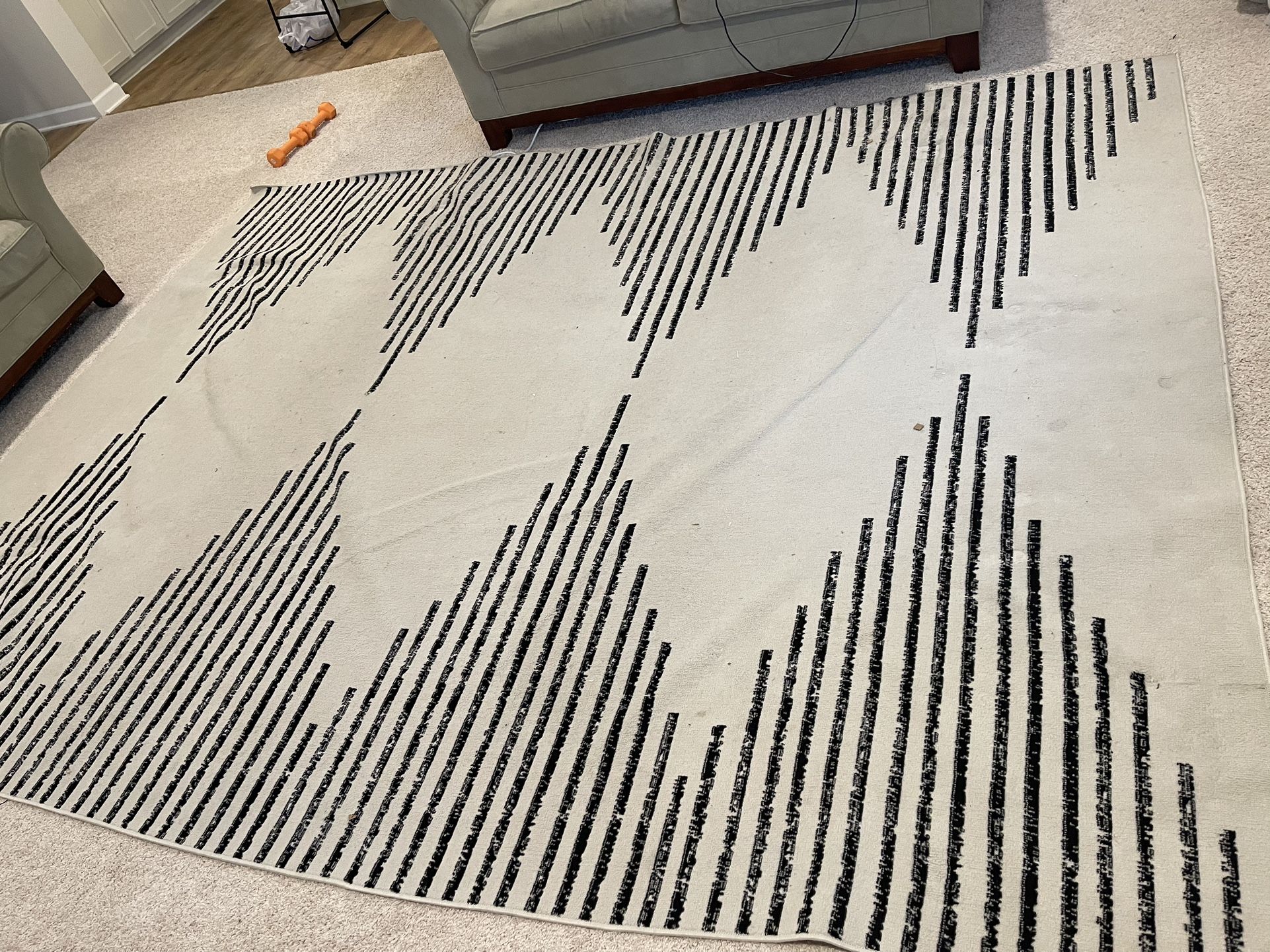 Cream And Black Striped Area Rug