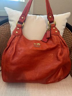 Coach Red Leather Hobo Shoulder Bag