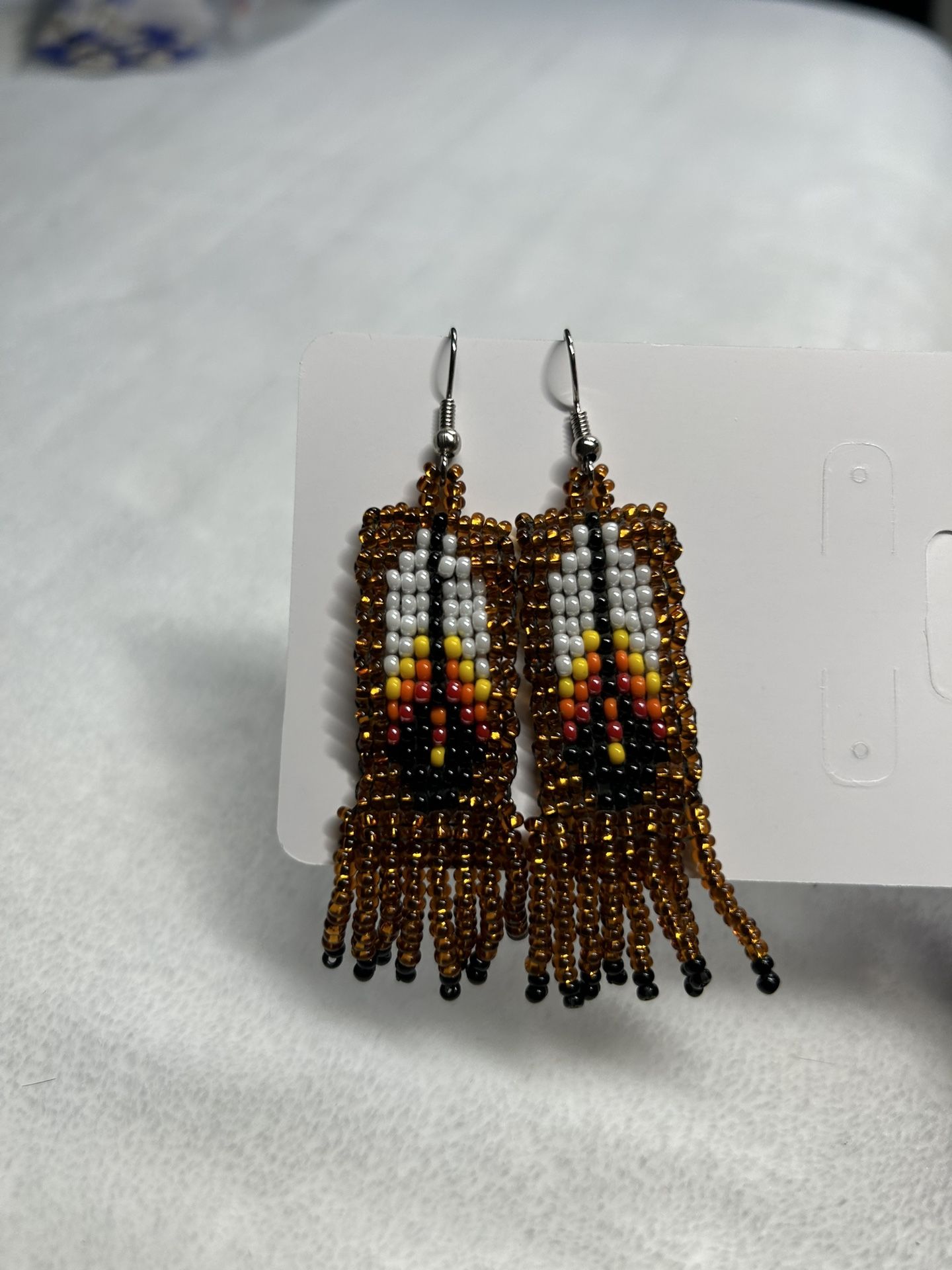 Beaded feather earrings