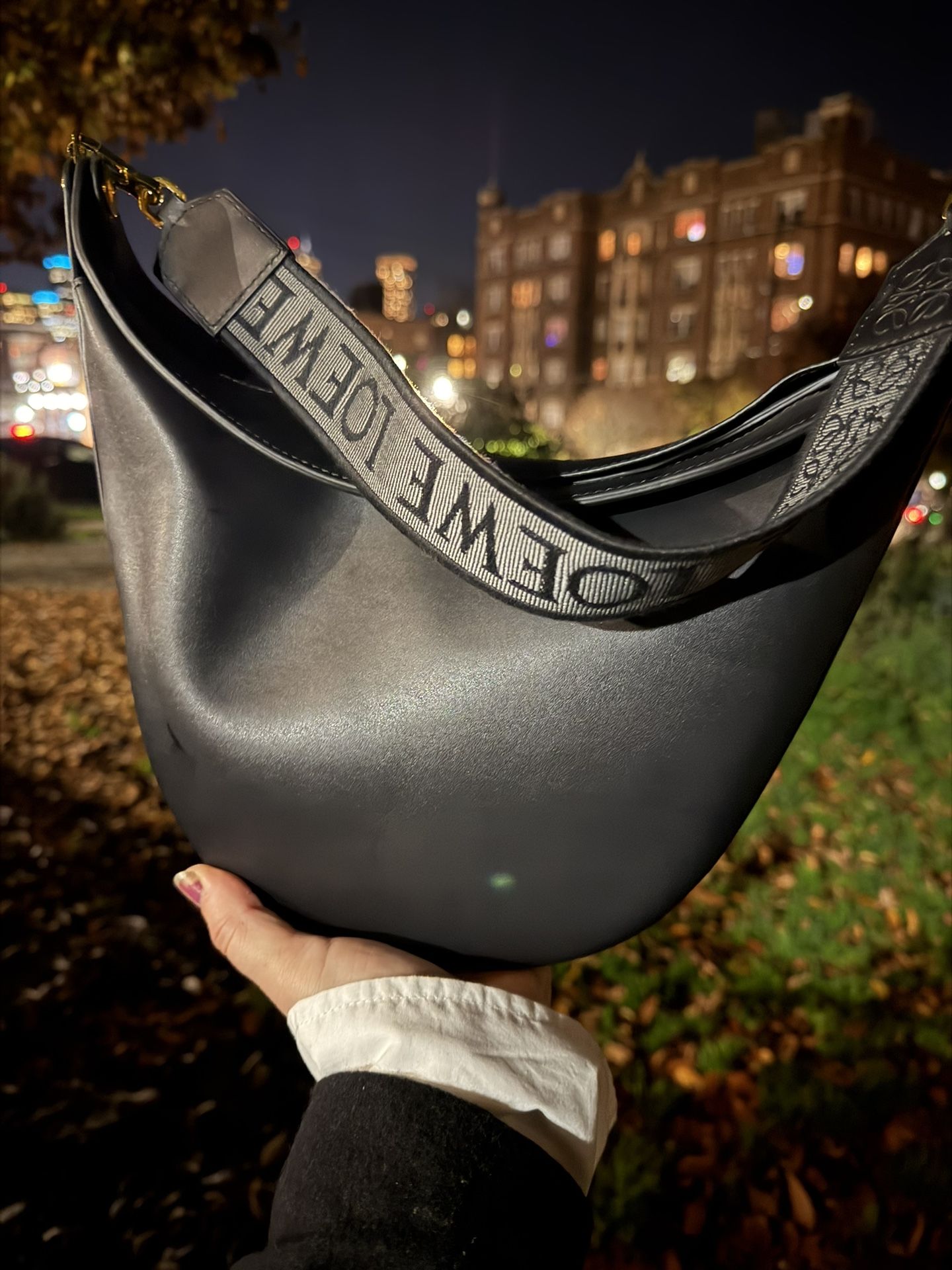 LOEWE calfskin Luna Crescent Hobo