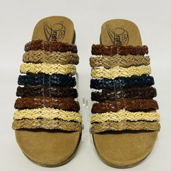 Umberto Raffini Size 8.5/9 Med Pamela heeled sandal colorful Woven Straps - NEW!