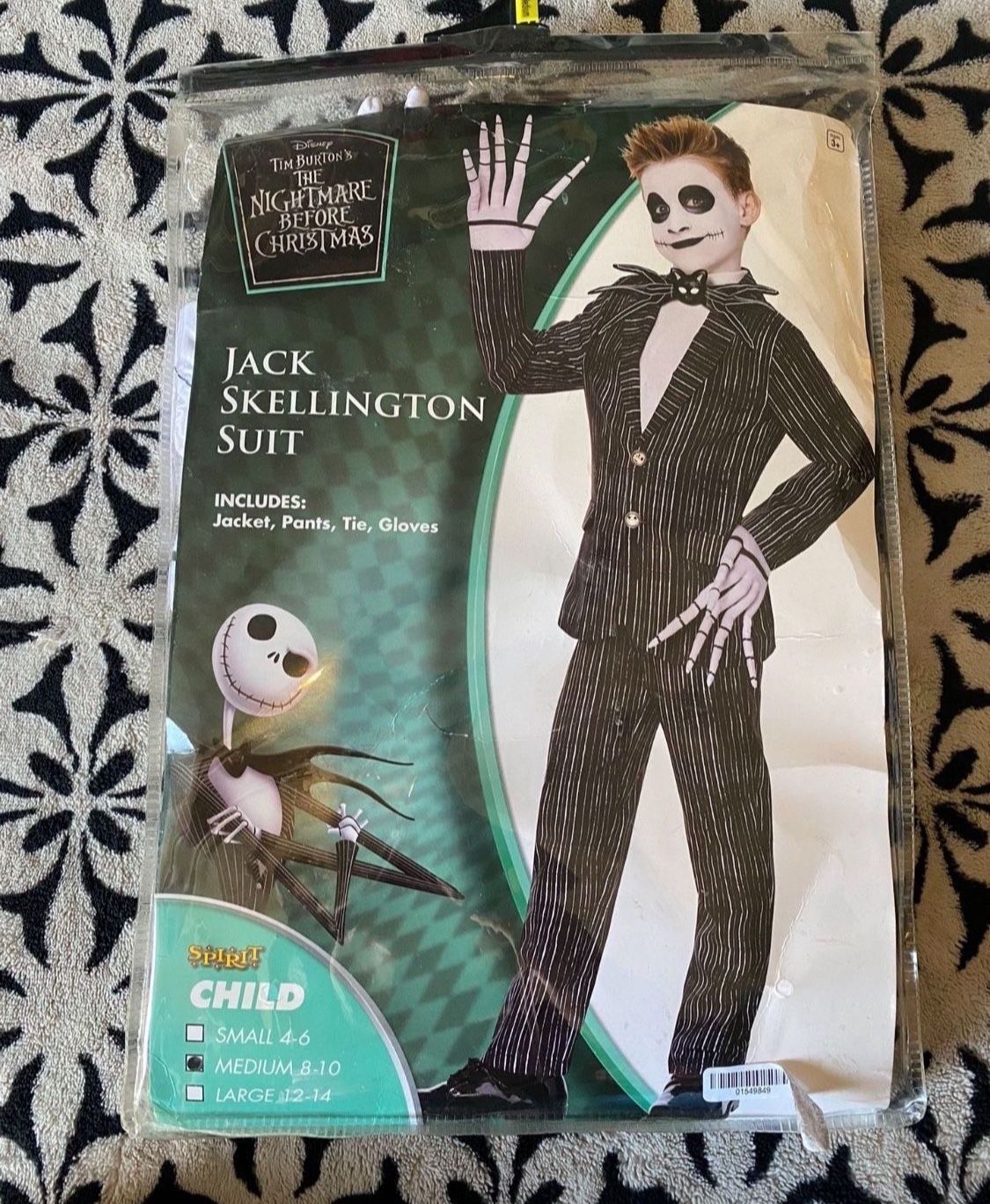Boy Jack Skellington Suit Halloween Costume Night Mare Before Christmas Spirt Halloween Size 8/10
