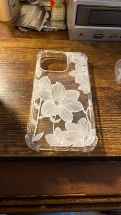 iPhone 15 Pro Case Clear Flower Design With Screen Protector