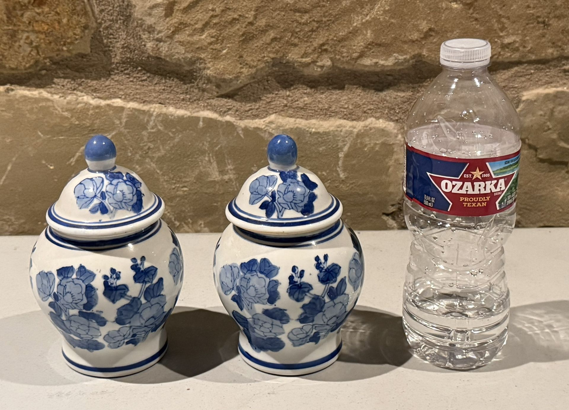 Set of Two Blue & White Ginger Jars 