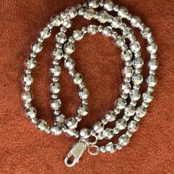 925 Quality Italian Silver Beaded Necklace.  16.5” Long.