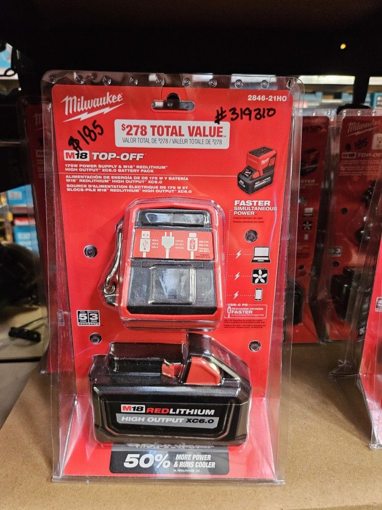 Milwaukee M18 Top Off Inveter And 6.0 Ah Battery