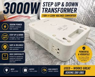 3000W Step Up & Down Transformer 110V / 220V Voltage Converter