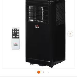 8,000 BTU Portable Air Conditioner Cools 170 Sq. Ft. with Dehumidifier, Fan, Remote and Wheels in Black