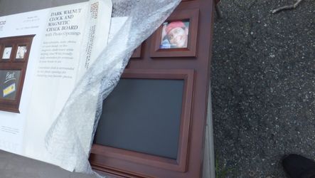 Walnut Wall Clock & Magnetic Chalk Board