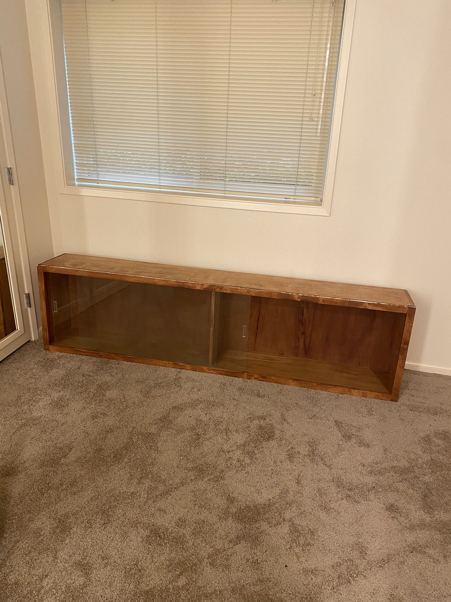 Free .Display Case Made Of Solid Wood Frame With Glass Sliding Doors .