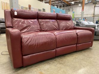 Uptown Maroon Reclining Leather Sofa