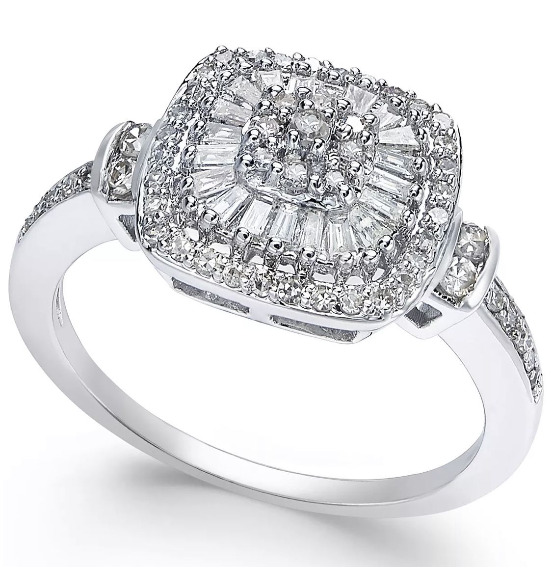 Diamond Vintage Inspired Ring (1/2 ct. t.w.) in 14k White Gold Size 7