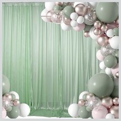 4packs 5x10ft Photography Backdrop Drapes Curtains Wedding Backdrop, for Baby Shower Birthday Home Party Event Festival Restaurant Reception Window De