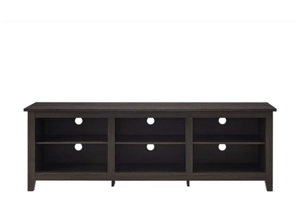 WE Furniture 70" Espresso Wood TV Stand Console for Flat Screen TV's Up to 50" Entertainment Center