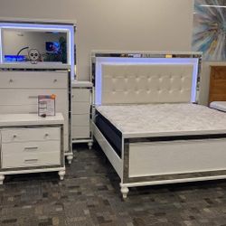 Bedroom Set Queen or King Bed Dresser Nightstand Mirror Chest Options 