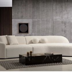 Cloe Ivory Boucle RAF Curved Sectional( Couch Sofa 