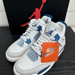 BRAND NEW NIKE AIR JORDANS 4 RETRO GRADE SCHOOL (GS) INDUSTRIAL/MILITARY BLUE YOUTH SIZE 4.5